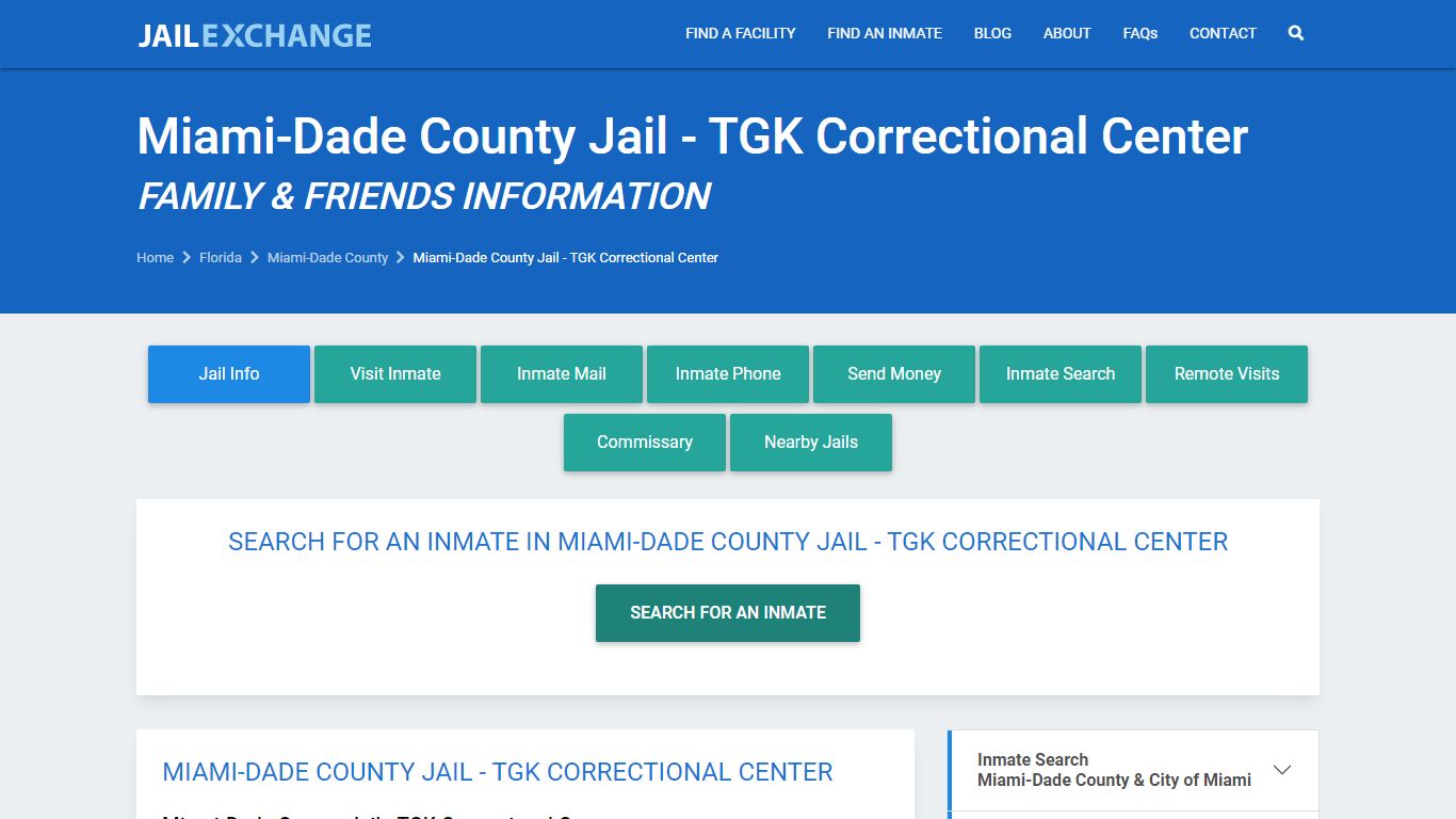 Miami-Dade County Jail - TGK Correctional Center FL - JAIL EXCHANGE